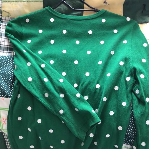 Green and white polka dotted talbots sweater - Picture 2 of 3